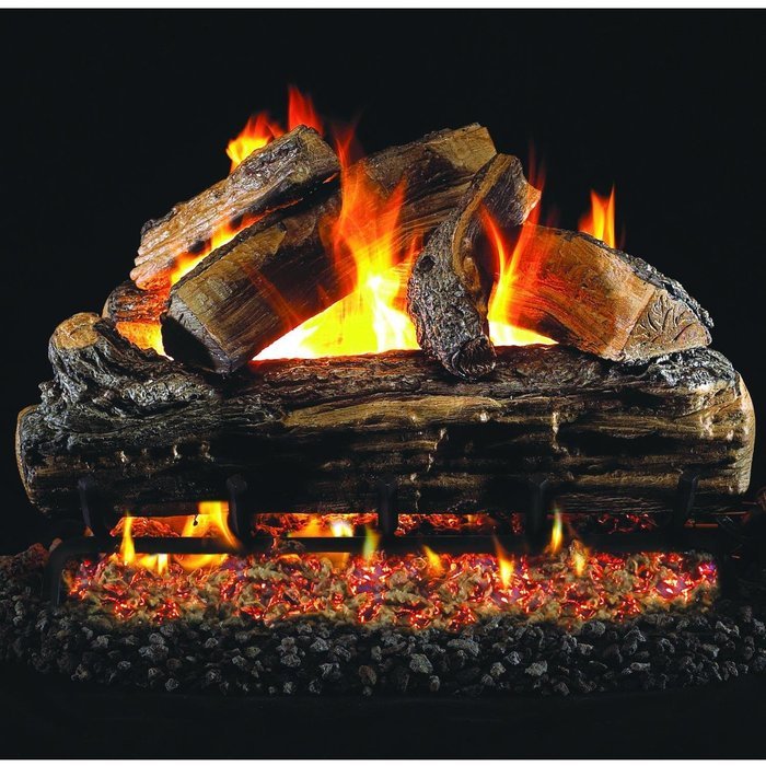 Peterson Real Fyre 24-inch Split Oak Log Set With Vented Propane Ansi Certified G46 Burner - Electronic On/Off...