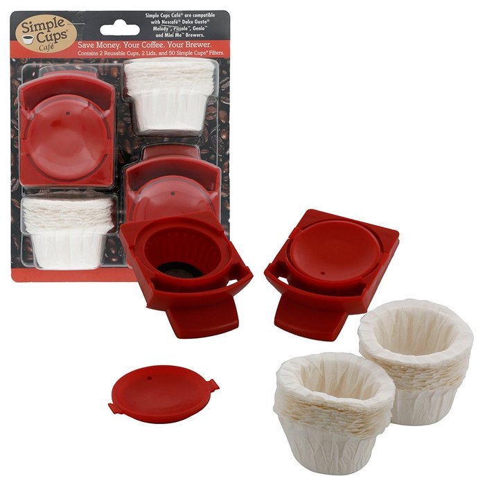 Reusable Nescafe Nespresso Coffee Capsules (Set of 2) with 50 Filters - For use with Melody, Genio/Picolo and...