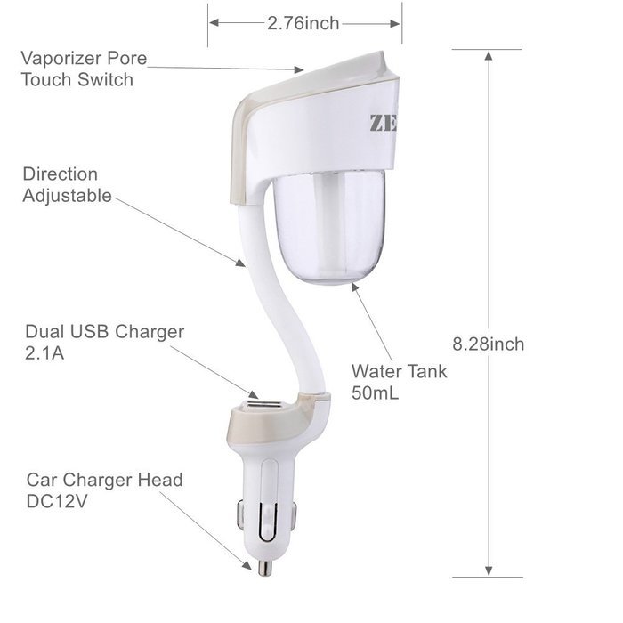 Car Humidifier Aromatherapy, ZELAF 2nd-Gen Z8 Mini Travel Portable Cool Mist Ultrasonic Humidifier & Aroma Diffuser... N5