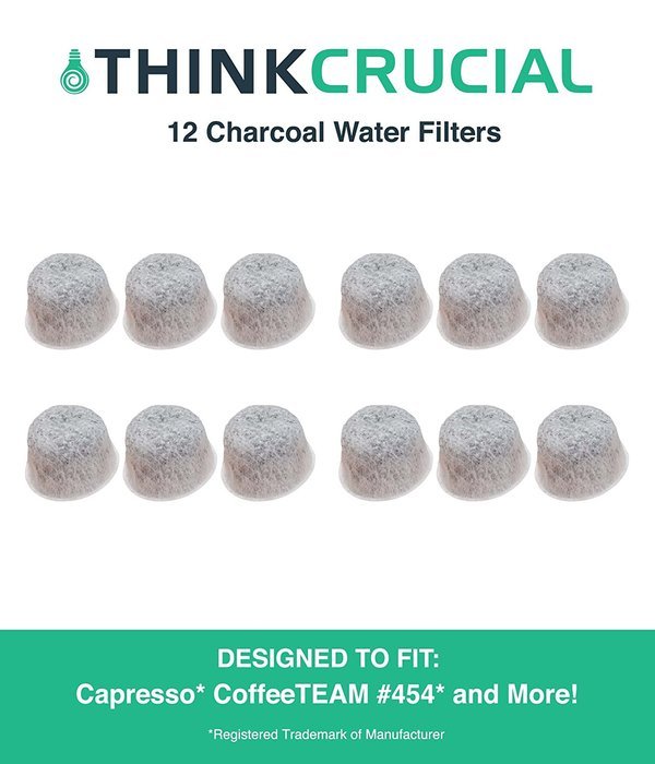 12 Capresso 4440.90 Charcoal Coffee Filters, Fits TEAM # 454, Designed & Engineered by Crucial Coffee N2