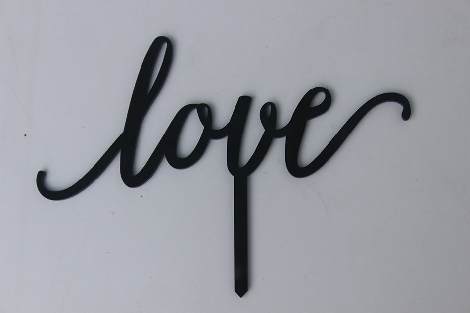 Meijiafei Personalized Cursive Love Wedding Anniversary Acrylic Cake Topper