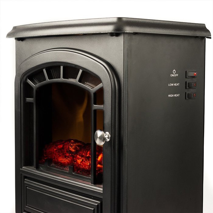 Aspen Free Standing Electric Fireplace Stove - 23 Inch White Portable Electric Vintage Fireplace with Realistic... N6