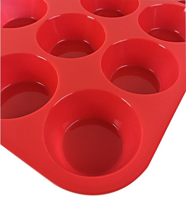 Clearance Sale - Ozera 2 Pack Silicone Muffin Pan / Cupcake Pan Cupcake Mold 12 Cup, Red