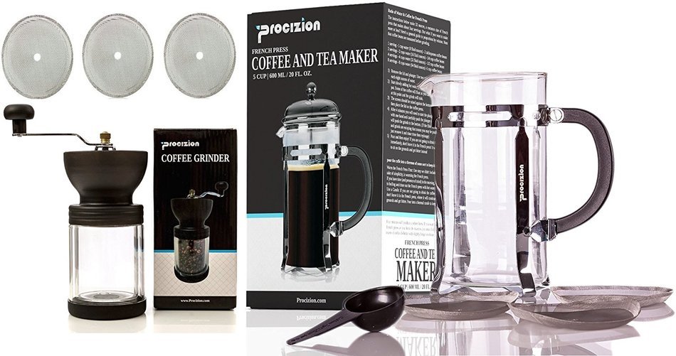 Coffee Gift Sets - Includes French Press Coffee and Expresso Maker(20oz), Coffee Burr Grinder & Universal Replacement...