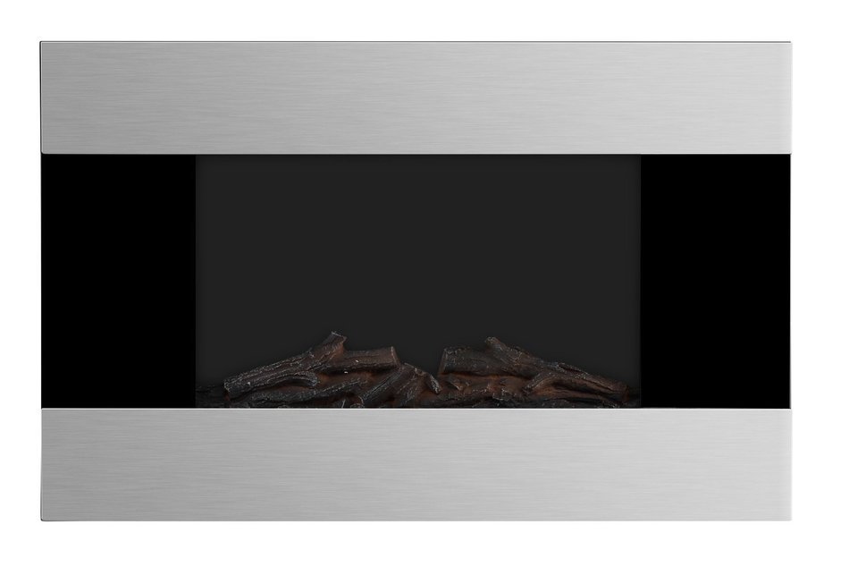 3G Plus Electric Fireplace Wall Mounted Heater w/Remote Log Fuel Effect Stainless Steel Front Panel 35" N2