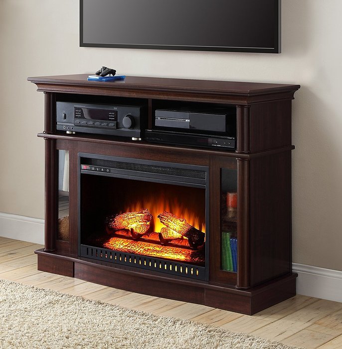 Cherry Finish Better Homes And Gardens Remote Control Ashwood Road Electric Fireplace Media Console For TV's Up... N3