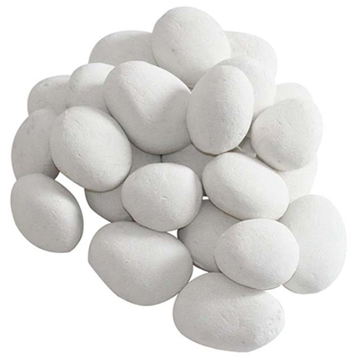 Set of 24 Ceramic Pebbles for Fire Pit or Fireplaces in White