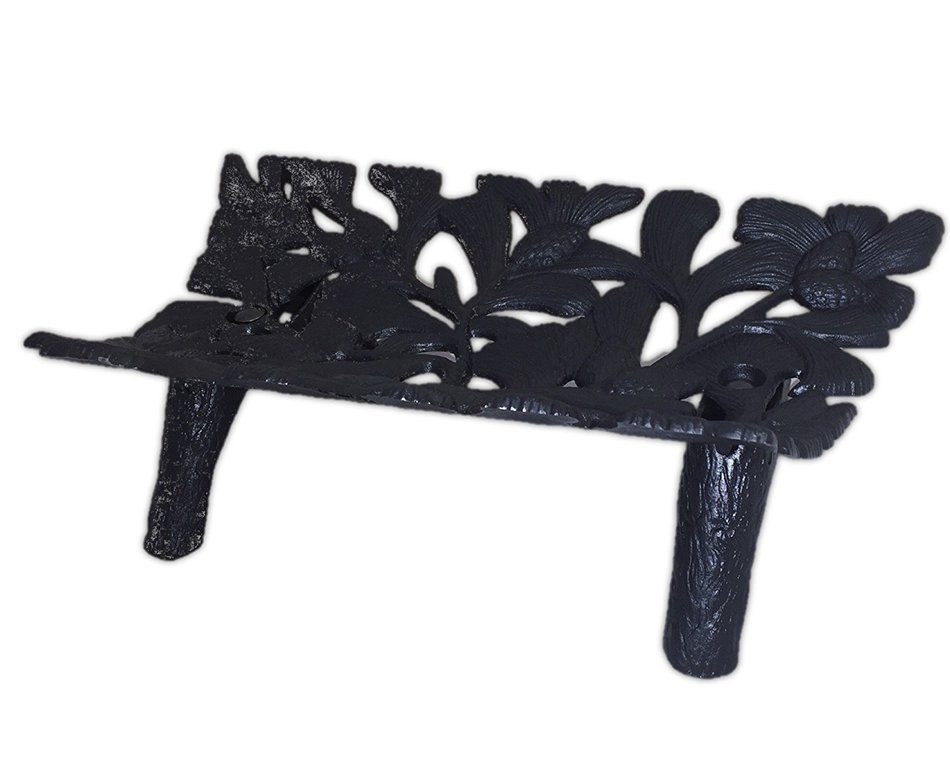 Plow and Hearth Large Pine Bough Black Wrought Iron Fireplace Grate
