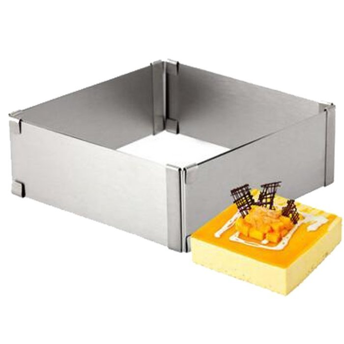 5.9-11" / 15cm-28cm Stainless Steel Adjustable Rectangle Scalable Mousse Cake Ring Baking Mold