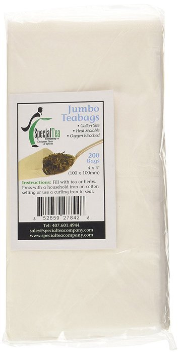 Special Tea Company 4 by 4-Inch 200-Piece Empty Tea/Herb Bags, Jumbo