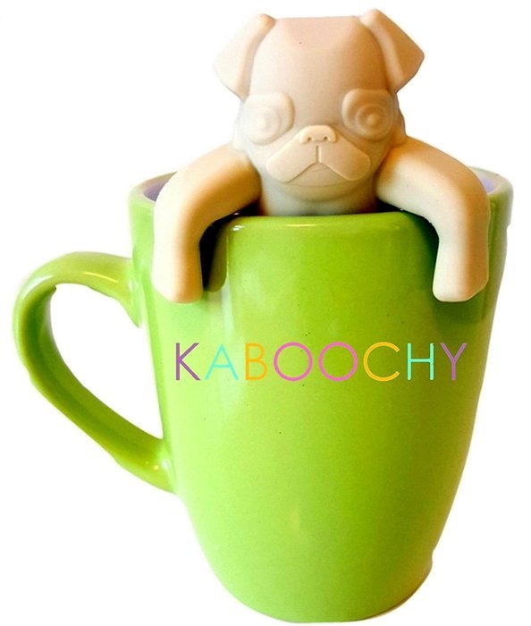 KABOOCHY Pug Life Silicone Tea Infuser, Cute Loose Leaf Tea Strainer, Beige Color