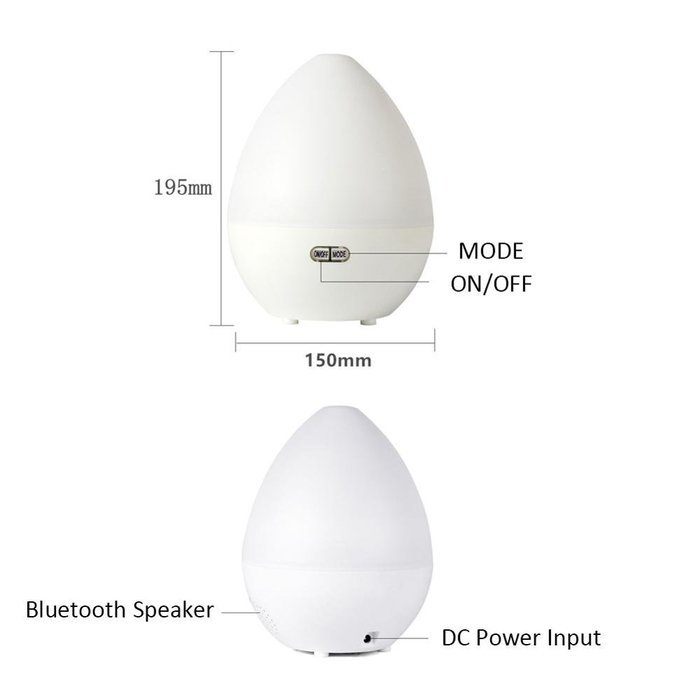 Joymee 5 in1 Atomizer Humidifier Whisper-quiet Operation, Aroma Diffuser, 7 Color LED Lights, Blue-tooth Audio... N3