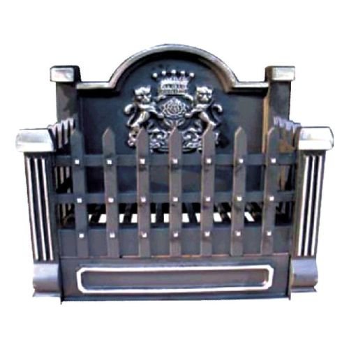 CI920 Black Cast Iron Basket Grate with Fireback - 18 inch