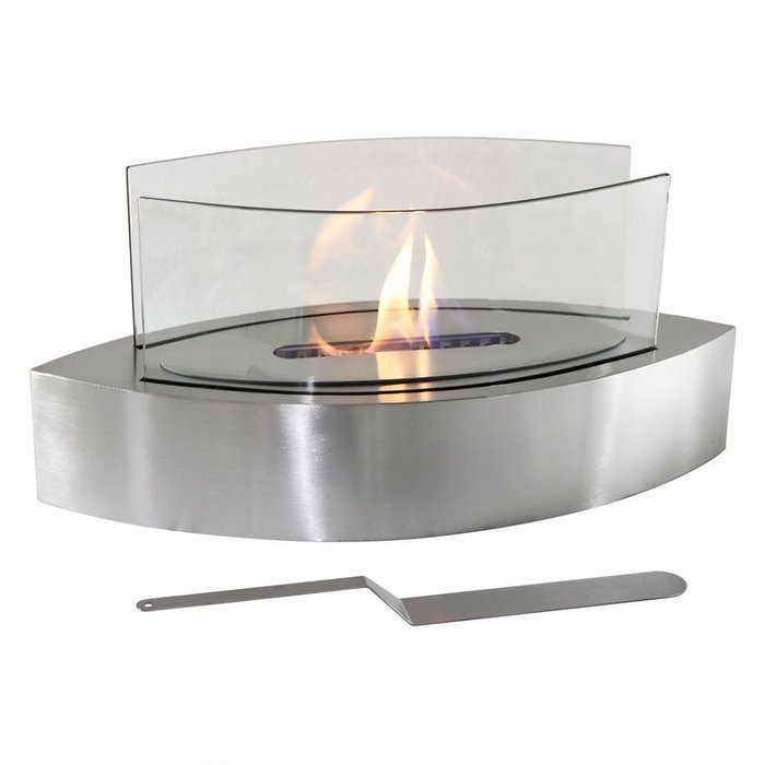 Sunnydaze Barco Ventless Tabletop Bio Ethanol Fireplace, Stainless Steel N5