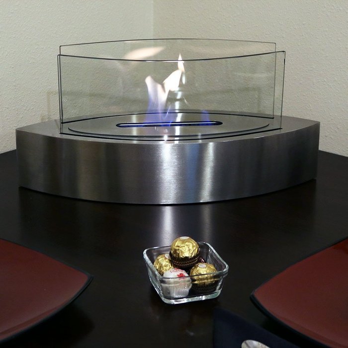 Sunnydaze Barco Ventless Tabletop Bio Ethanol Fireplace, Stainless Steel N6