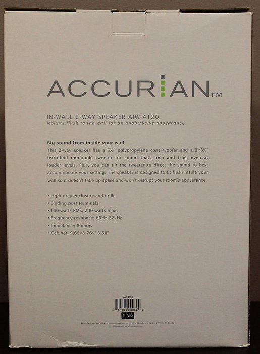 Accurian In Wall 2- Way Speaker AIW-4120