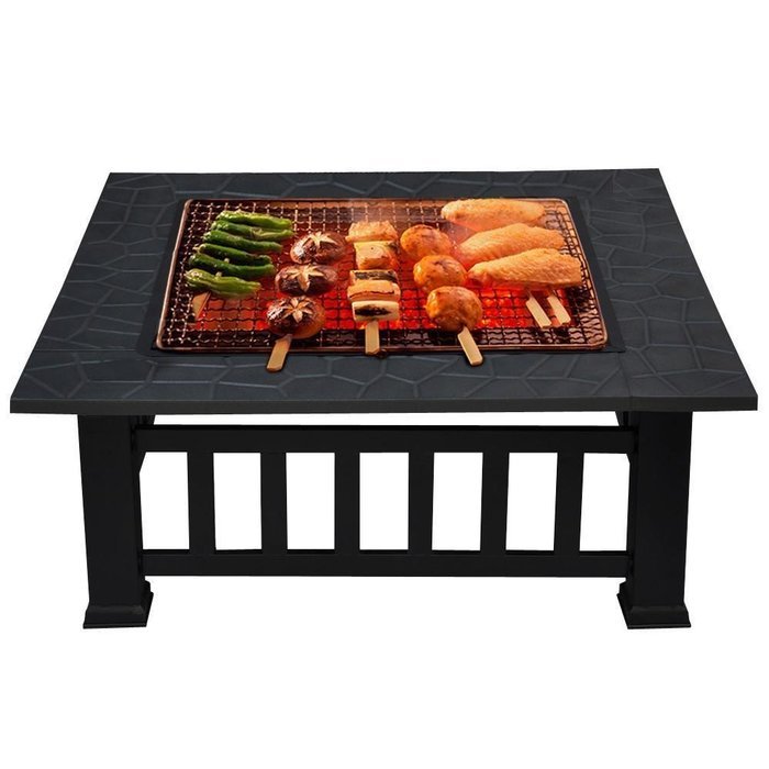 Yaheetech 32-Inch Patio Garden Light Fire Pit with Cover, Black N5