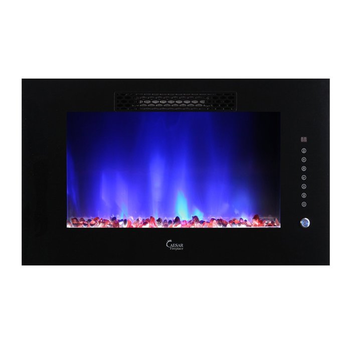 Caesar Luxury Linear Wall Mount Recess Freestanding Multicolor Flame Electric Fireplace, 30-Inch N10