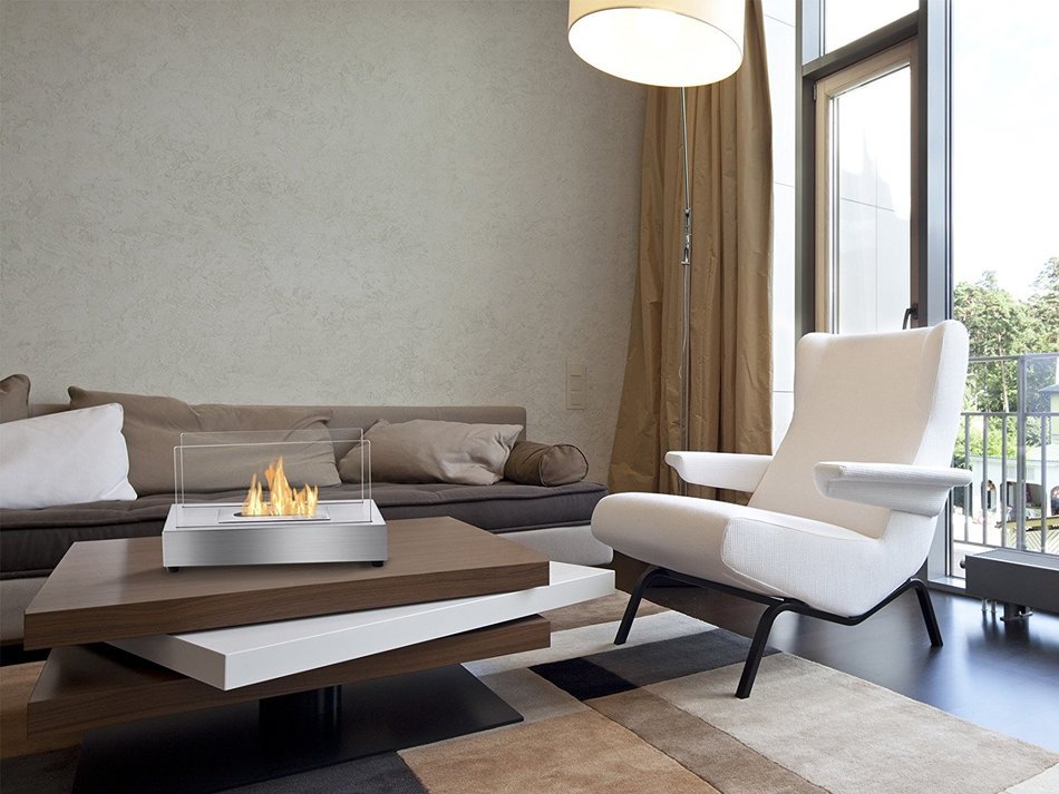 Ignis Portable Tabletop Ventless Bio Ethanol Fireplace - Tower (Stainless Steel) N11