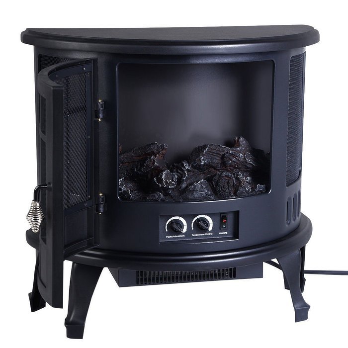 Free Standing Electric 1500W Fireplace Heater Fire Flame Stove Wood Adjustable - Compact Design Great for All... N6
