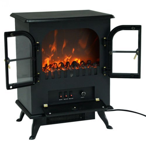 Elegant Vintage Free Standing 1500W Heater Fire Flame Stove Wood Adjustable Electric Fireplace N2