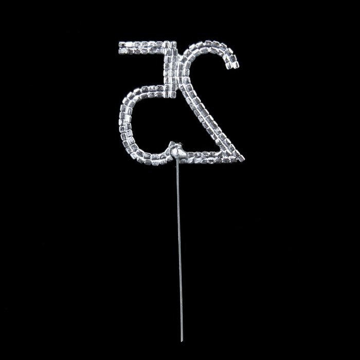 1 X 25th Anniversary Birthday Cake Topper w/Rhinestone Party Decoration N2