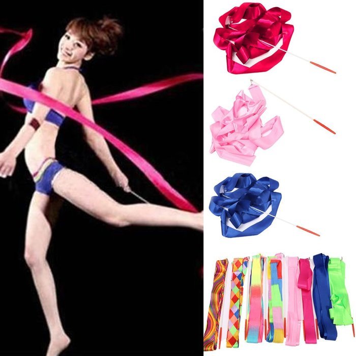 Pink Lizard 4M Art Gymnastic Ballet Streamer Twirling Rod Stick Wand Dance Ribbon Rhyth