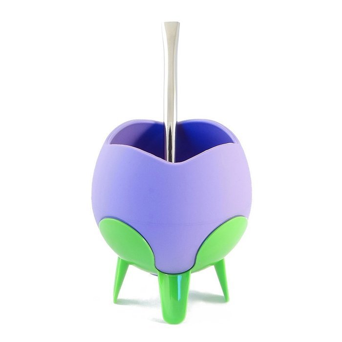 Mateo Flor - Silicone Yerba Mate Gourd with Bombilla (Purple) N2