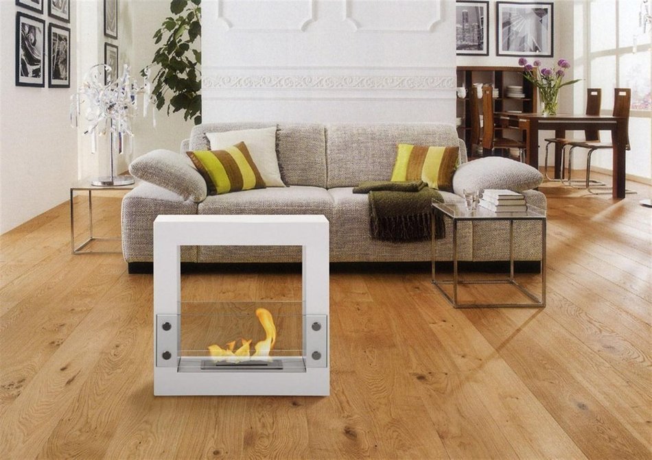 Ignis Tectum Mini White Freestanding Ventless Ethanol Fireplace N9