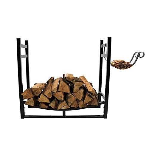 Sunnydaze Firewood Log Rack with Removeble Kindling Holder, 33 Inch Wide x 30 Inch Tall N4