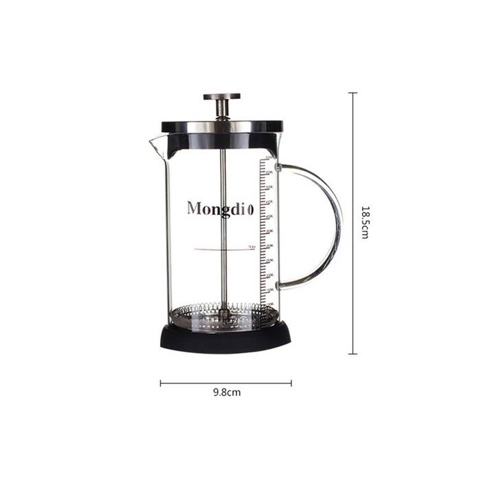 Oak-Pine 600 ML / 20 Oz Portable Heat Resistant Stainless Steel High Borosilicate Glass Graduated French Coffee...