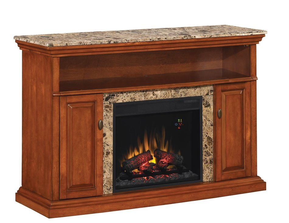 ClassicFlame 23MM1424-W276 Brighton TV Stand for TVs up to 60", Golden Honey (Electric Fireplace Insert sold separately)