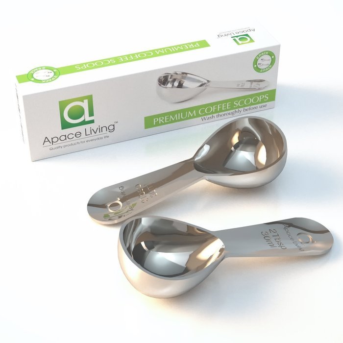 Premium Coffee Scoop (Set of 2) - 2 Tablespoon (Tbsp) - The Best Stainless Steel Measuring Spoons for Coffee,...