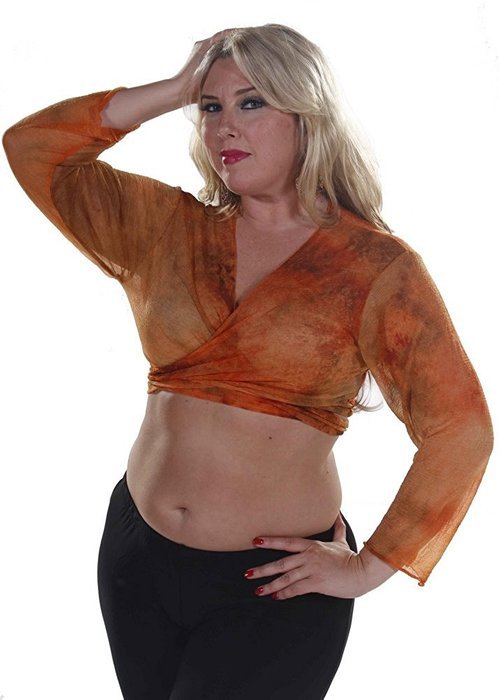 Belly Dance Shear Long Sleeve Choli Top | Pera Mosaics 2 - MultiColor - Medium/large N2