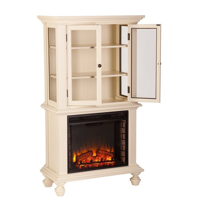 Townsend Electric Fireplace Curio - Antique White N2