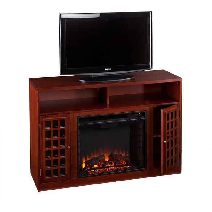 SEI Narita Media Console with Electric Fireplace, Mahogany N9