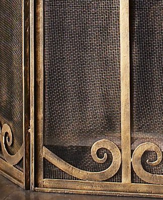 Classic Scroll Antique Gold Iron Fireplace Screen N5
