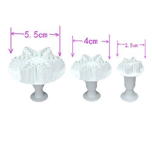 3 Snowflake Fondant Cake Bread Decorating Sugarcraft Mold Cookie Plunger Cutters Mould DIY Tools N2