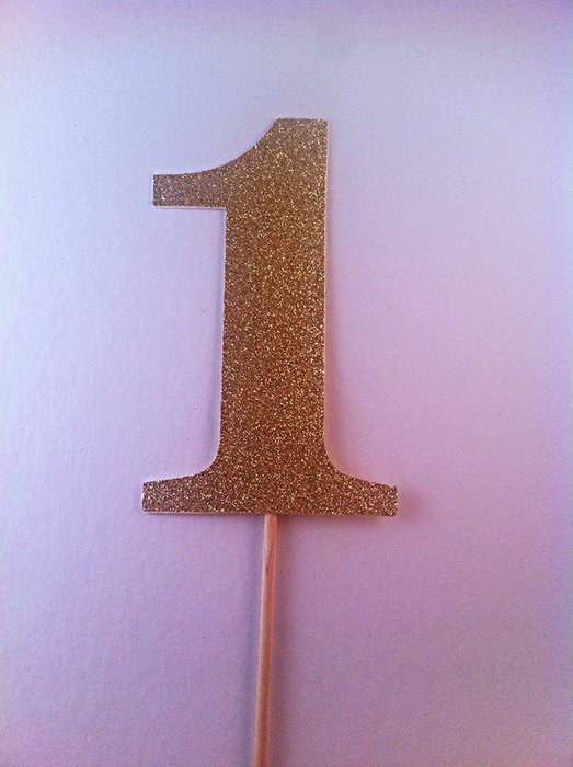 Gold Glitter Number Cake Topper - pick your number