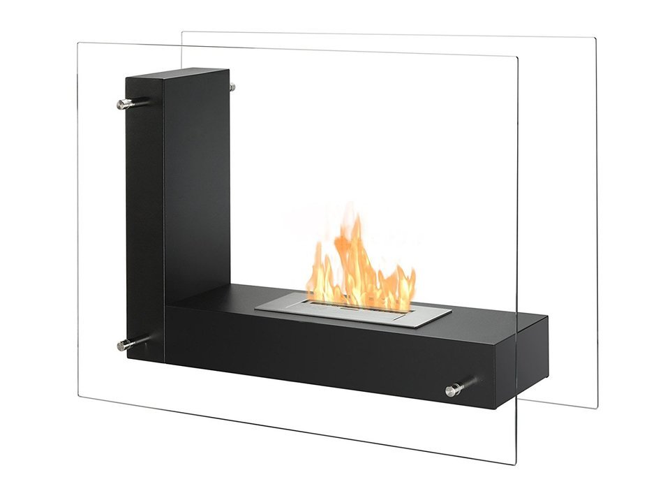 Ignis Vitrum L Black Freestanding Ventless Ethanol Fireplace