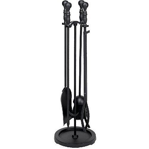 Alpine Flame 30-inch 5-piece Black Fireplace Tool Set With Stand
