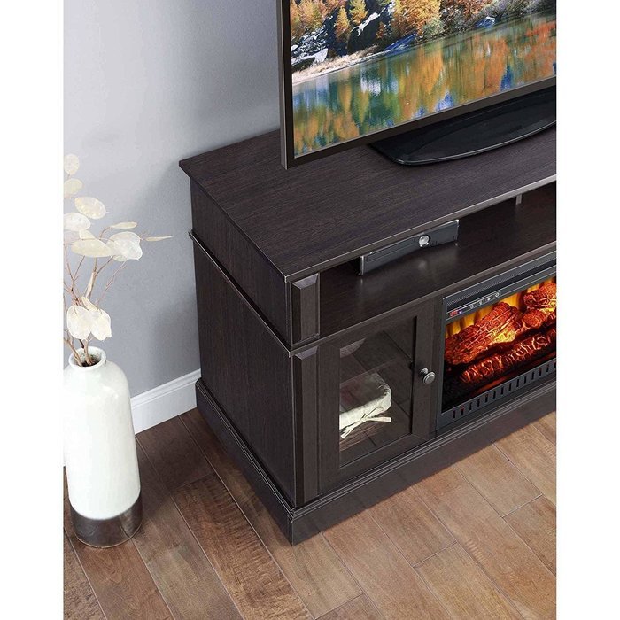 Brown Whalen Remote Control Barston Fireplace Media Console For TV's Up To 70" N5