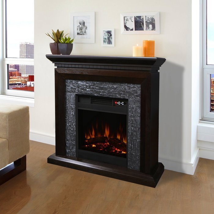 XtremepowerUS Large Room Grand 3D Flame Electric Fireplace with Mantel Cabinet Espresso N4