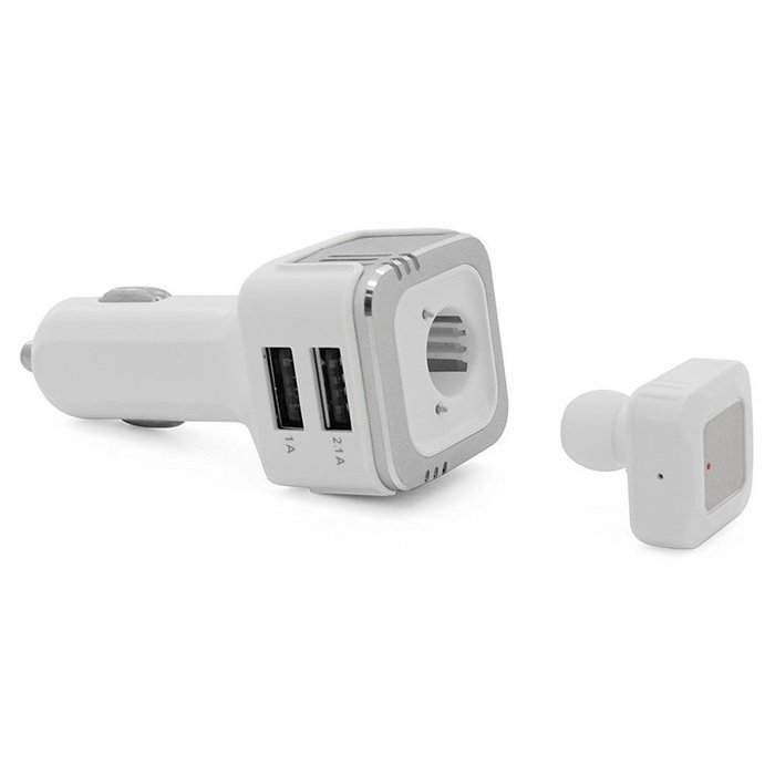 ATD Wireless Bluetooth Headset Car Dual USB Charger Anion Air Purification Oxygen Bar Humidifier(Silver) N7