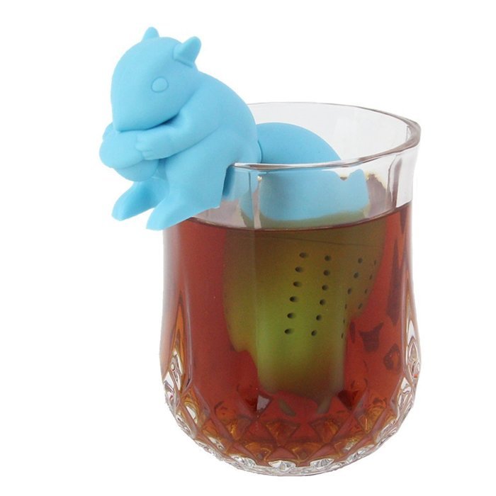 Huayoung 3-pcs Cut Squirrel Tea Infusers Safe & Convenient Silicone Tea Filters (Blue)