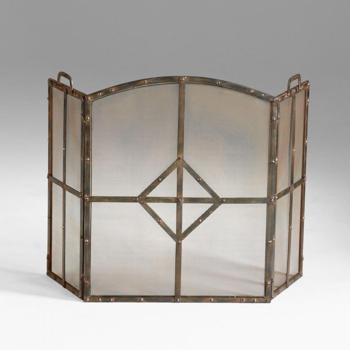 Cyan Lighting 04900 Lincoln - 49.5 Inch Small Fire Screen, Raw Steel Finish