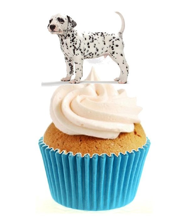 12 x Novelty Dalmatian Edible Standup Wafer Paper Cake Topperss (5 - 10 BUSINESS DAYS DELIVERY FROM UK)