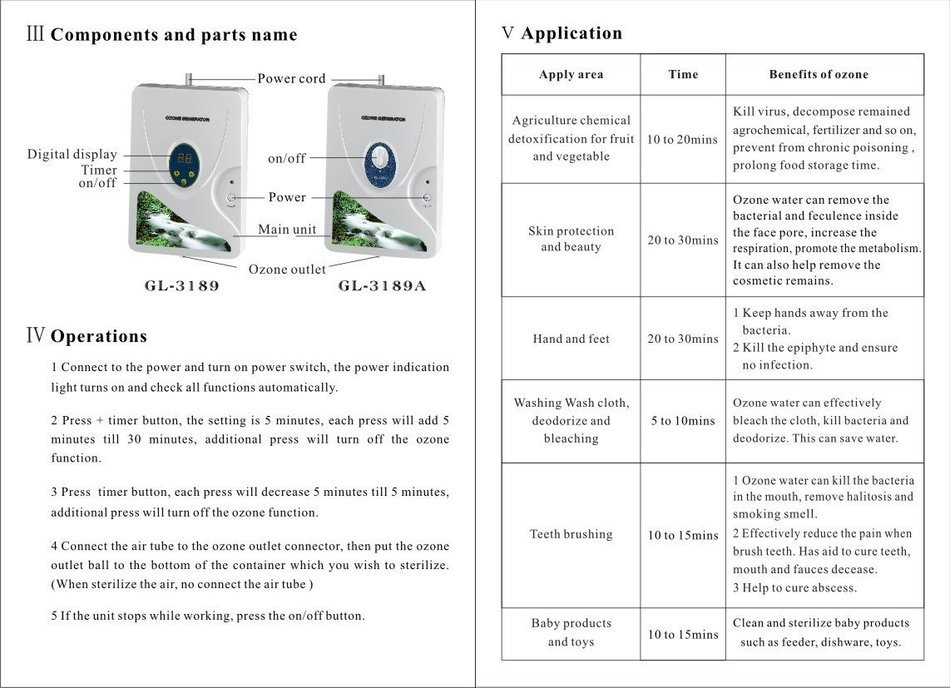 Tiangtech&reg; Ozone Water and Air Purifier | Cleaner Sterilizer for Water, Vegetables, Fruits, and More - Recommended N3