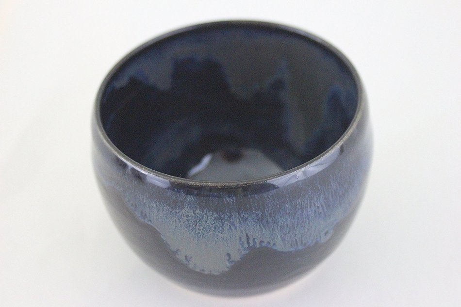Chawan or Matcha Tea Bowl, Ceramic Bowls, Pottery Handmade in Vermont (Mixed Blue) N2