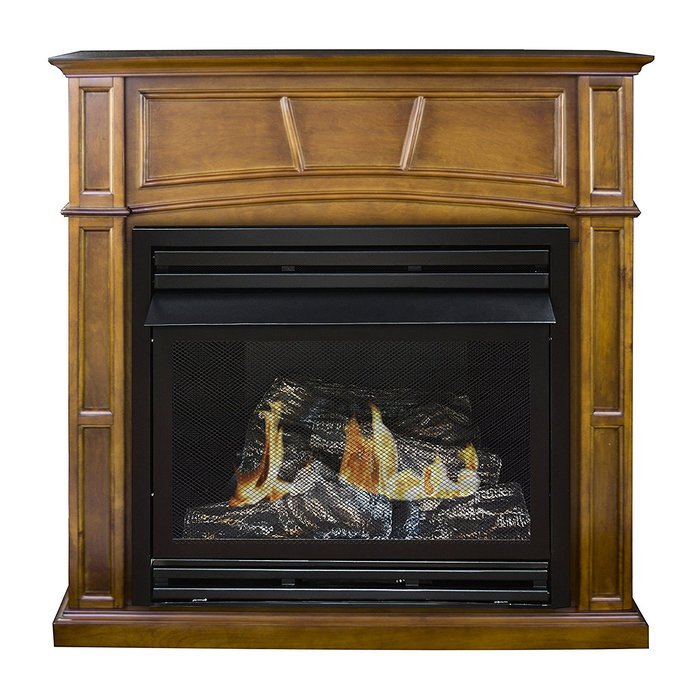 Pleasant Hearth Vent-Free Dual Fuel Fireplace in Rich Heritage, 45-Inch N4